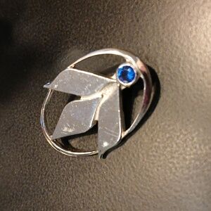 CTO Sterling Silver Designer Pin Brooch Vintage Blue Stone